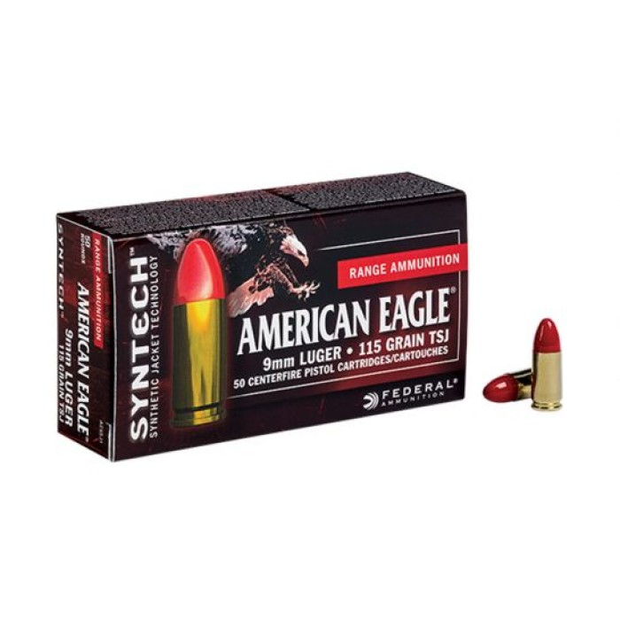 Federal American Eagle 9mm Ammo 115 Grain TSJ 50 rds/box - AE9SJ1