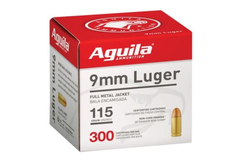 Aguila 9mm 115 gr Full Metal Jacket Ammunition, 300/box - 1E097700