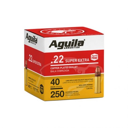 Aguila Super Extra 40 gr Copper Plated .22 LR Ammunition 250 Rounds - 1B221100