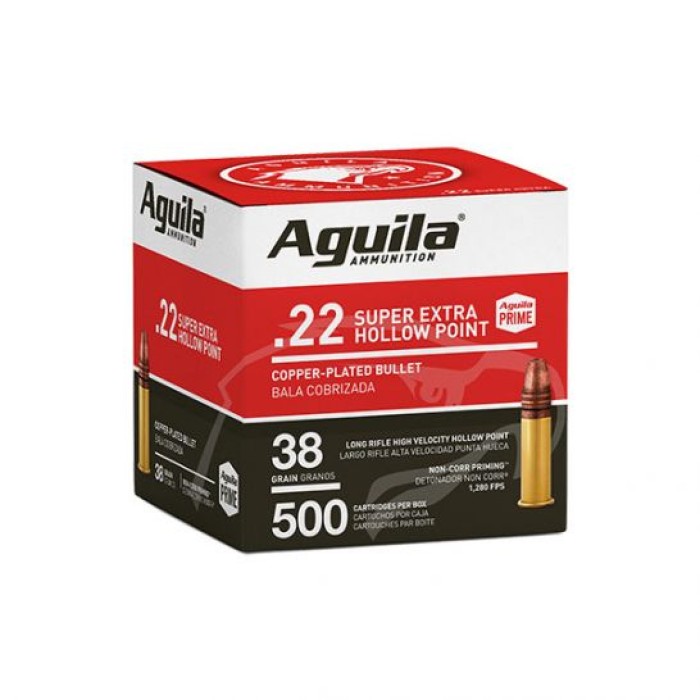 Aguila Super Extra Hollow Point 38 gr HP .22 LR Ammunition 500 Rounds - 1B221118