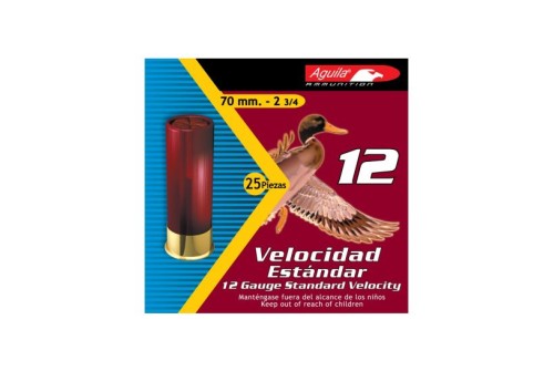 Aguila Field 12 Gauge 2-3/4 inches 8 Shot 1-1/8 oz Standard Velocity Lead Shotshell, Birdshot, 25/Box - 1CHB1218