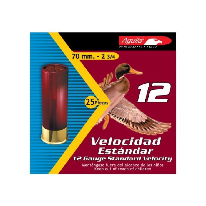 Aguila Field 12 Gauge 2-3/4 inches 8 Shot 1-1/8 oz Standard Velocity Lead Shotshell, Birdshot, 25/Box - 1CHB1218