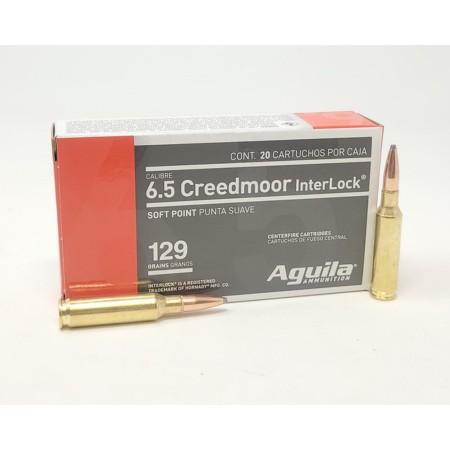 Aguila Interlock 6.5 CREEDMOOR, 129gr, Interlock SPBT [MPN: 81489AG] - 20 rounds