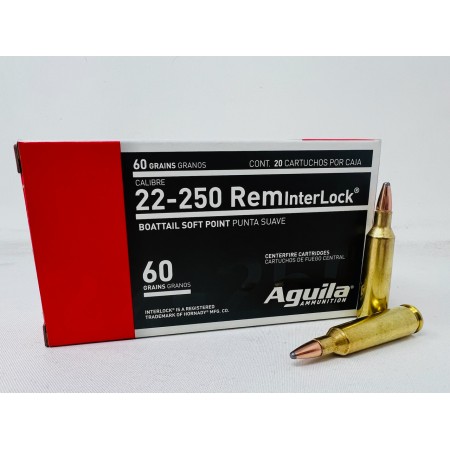 Aguila Interlock .22-250 REM, 60gr, Interlock SPBT [MPN: 8338AG] - 20 rounds