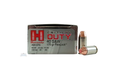 Hornady 40 S&W 175gr FlexLock Critical Duty Ammunition 20rds - 91376