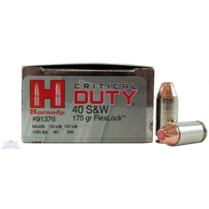 Hornady 40 S&W 175gr FlexLock Critical Duty Ammunition 20rds - 91376