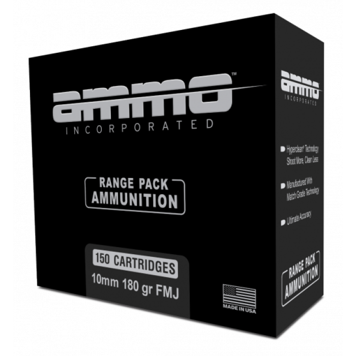 Ammo Inc Signature 180 gr FMJ 10mm Ammo 150 Rd Range Pack - 10180FMJ-A150