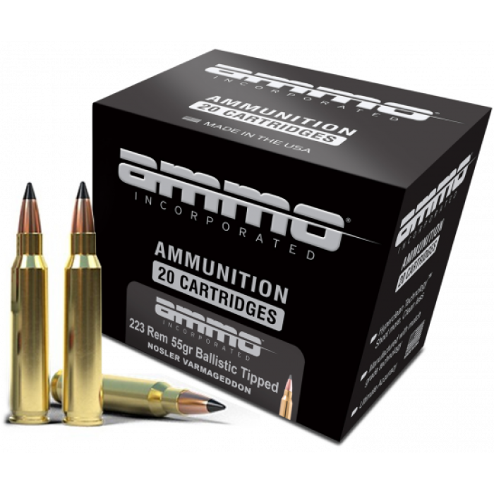 Ammo, Inc. Varmageddon, .223 Remington, 55 grain, Ballistic Tip, Brass, Centerfire Rifle Ammo, 20, 223055VG-A20