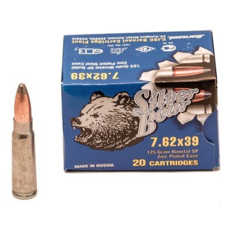 Silver Bear 7.62x39 125gr. Sp - Zinc Plated 500 Round Case