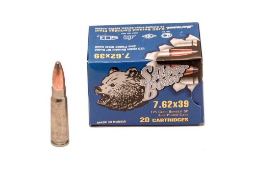 Silver Bear 7.62x39 125gr. Sp - Zinc Plated 500 Round Case