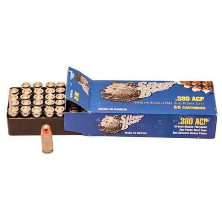 Silver Bear .380acp 94gr. - Fmj-rn Zinc Plated Case 50-pk