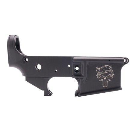 Anderson Am-15 Forged Stripped Ar15 Lower Receiver - Black  Trump Punisher Logo  Retail Packaging D2-K067-A025