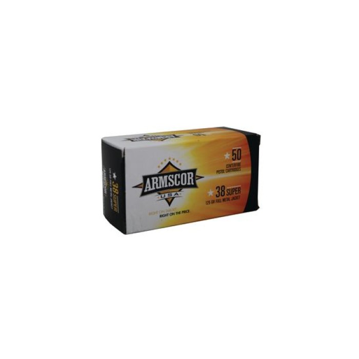 Armscor 38 Super  **NOT FOR REVOLVERS ** 125gr FMJ Ammunition 50rds - FAC38SUPER-1N