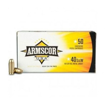 ARMSCOR 40SW 180GR FMJ 50/1000 - Brass Casing