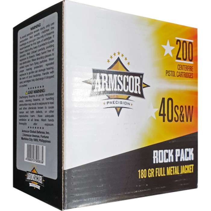 Armscor .40 S&W Rock Pack Pistol Ammo - 180 Grain  Full Metal Jacket 50083