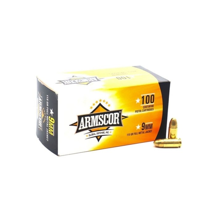 Armscor 9mm ARM50444 115 Grain Full Metal Jacket Ammunition - 1200rd Case - Dirty Bird Industries