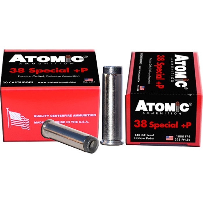 Atomic Ammo .38 Special +p - 148gr. Wc Up-side-down 20-pack