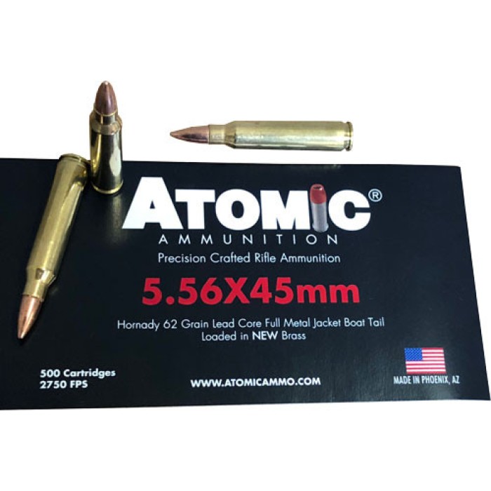 Atomic Ammo 5.56x45 500 Rounds - 62gr. Hornady Fmj  Bulk-pack