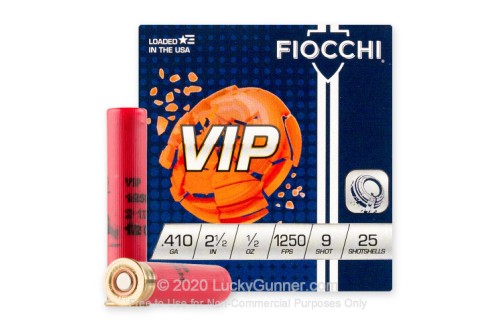 FIOCCHI VIP 410 Bore 2.5in #9 Bulk Ammo, 250 Round Case (410VIP9-CASE)