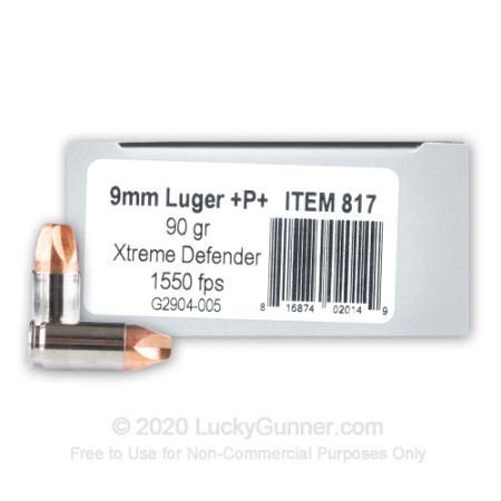 9mm - +P+ 90 Grain Xtreme Defender - Underwood - 20 Rounds