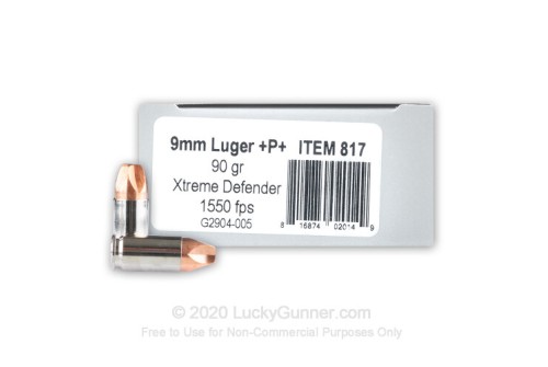 9mm - +P+ 90 Grain Xtreme Defender - Underwood - 20 Rounds