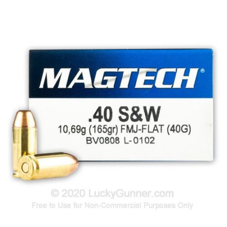 40 S&W - 165 Grain FMJ - Flat Nose - Magtech - 1000 Rounds