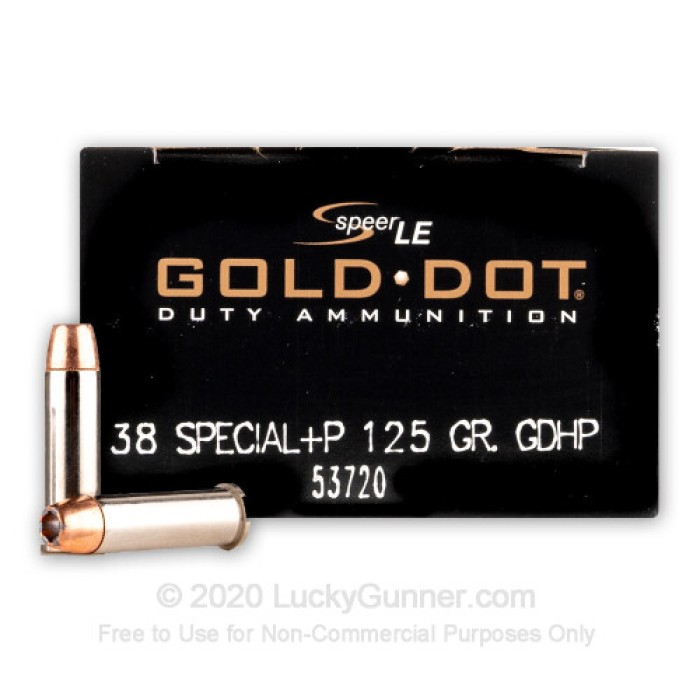 38 Special +P - 125 gr JHP - Speer Gold Dot - 50 Rounds