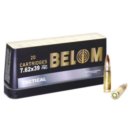 Belom Tactical 123 gr FMJ 7.62x39 Ammunition, 20 Rounds - BELOM7.62