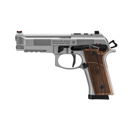 Beretta 92Xi 9mm, 4.7" Barrel, Stainless Steel Slide, Wood Grip, Single Action Only, 18rd