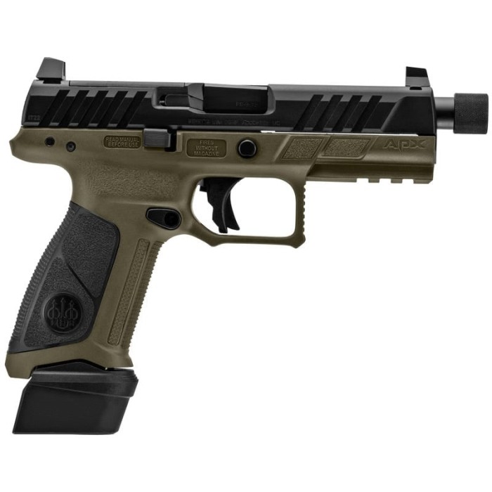 Beretta USA JAXA1F921TAC APX A1 Tactical 9mm Luger 21+1 4.80" Black Steel Threaded Barrel, Black Optic Cut/Serrated Slide, OD Green