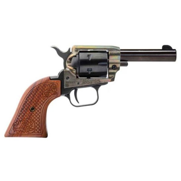 Heritage Rough Rider Barkeep .22 LR Pistol 6rd BK/CH Wood Burned - BK22CH3WBRN10