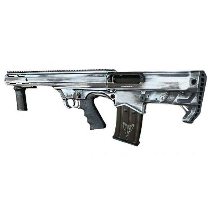 Black Aces Pro Series Left Hand Bullpup Pump Shotgun - Distressed White