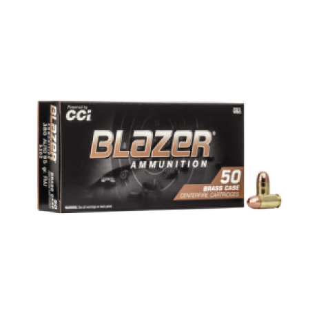 CCI Blazer Brass Pistol Ammo .380 ACP 95 gr. FMJ 50 rd.