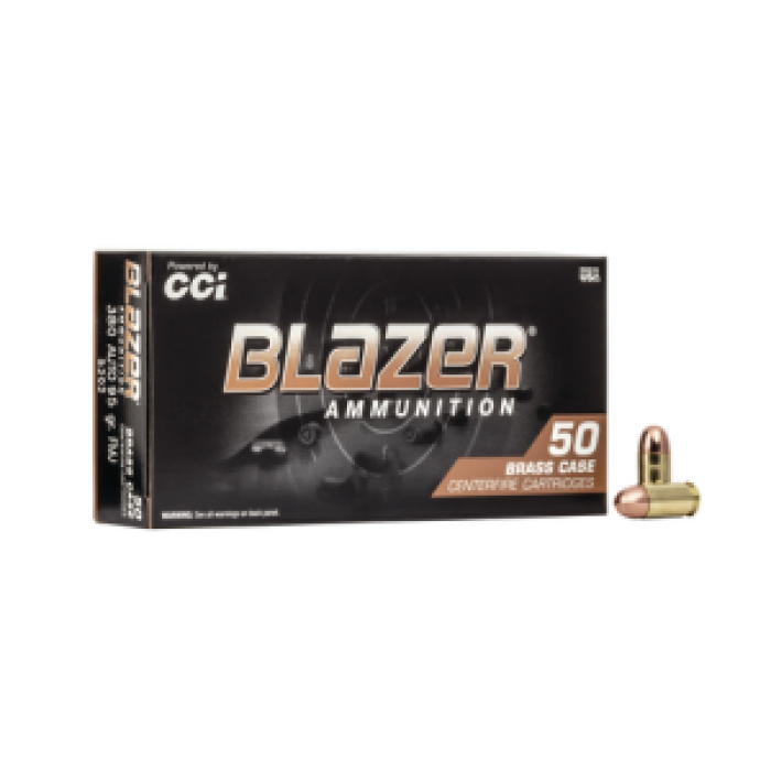 CCI Blazer Brass Pistol Ammo .380 ACP 95 gr. FMJ 50 rd.