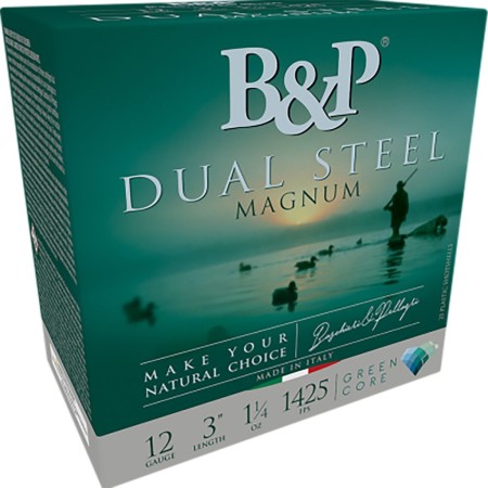 B&P Dual Steel 12 Gauge 3" #2/#3 1-1/8 oz 25rds Shotshell - Dual Shot Steel Waterfowl Ammo - 12B8DS23