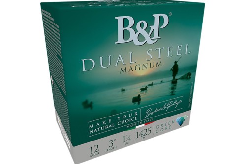 B&P Dual Steel 12 Gauge 3" #2/#3 1-1/8 oz 25rds Shotshell - Dual Shot Steel Waterfowl Ammo - 12B8DS23