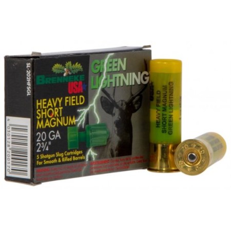 Brenneke USA Green Lightning 20 Gauge 2.75" Shotgun Slug, 5/box - SL-202HFSGL