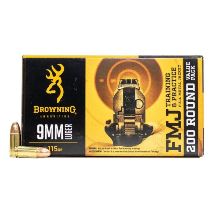 9mm - 115 Grain FMJ - Browning - 200 Rounds