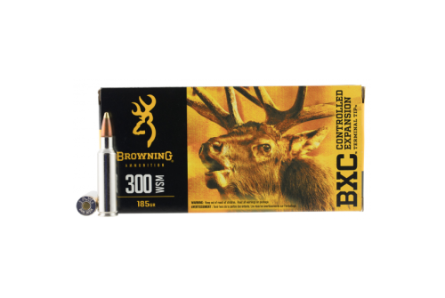 Browning BXC .300 Winchester Short Magnum 185 grain Controlled Expansion Terminal Tip Nickel Plated Brass Cased Centerfire Rifle Ammo, 20 Rounds, B192230001