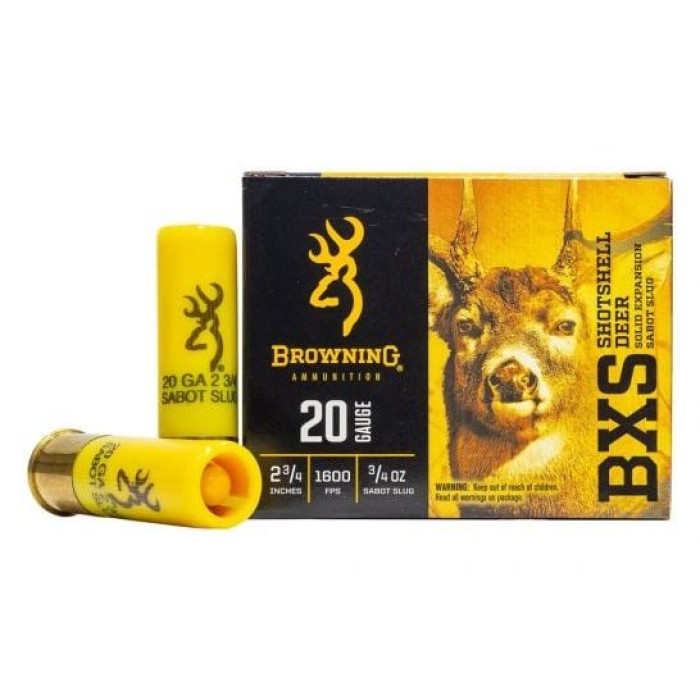 Browning BXS 20 Ga, 2.75", 3/4 oz, Sabot Slug Shot, 5rd Box