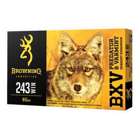 Browning BXV 65 gr Polymer Tip 243 Winchester Ammunition 20 Rounds - B192302431