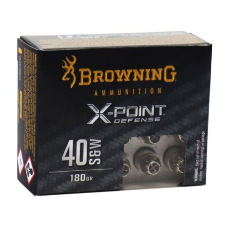 Browning X-Point Defense 180 gr 40 S&W Ammunition, 20 Rounds - B191700402