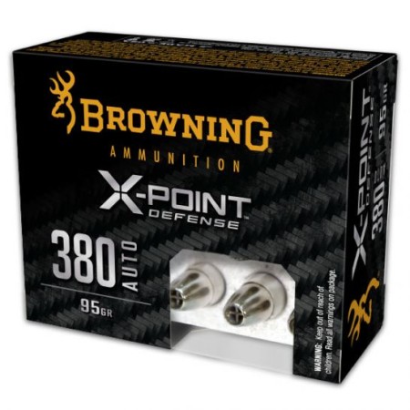 Browning X-Point Defense 95 gr 380 ACP Ammunition, 20 Rounds - B191703802