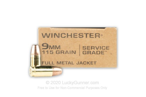 9mm - 115 Grain FMJ FN - Winchester Service Grade - 500 Rounds