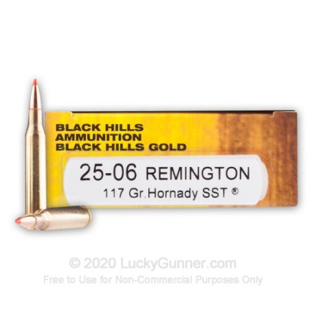 25-06 Rem - 117 Grain Hornady SST - Black Hills Gold - 20 Rounds