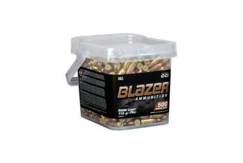 CCI Blazer Brass 9mm 115 gr FMJ 500 Rounds Ammunition - 5200B500