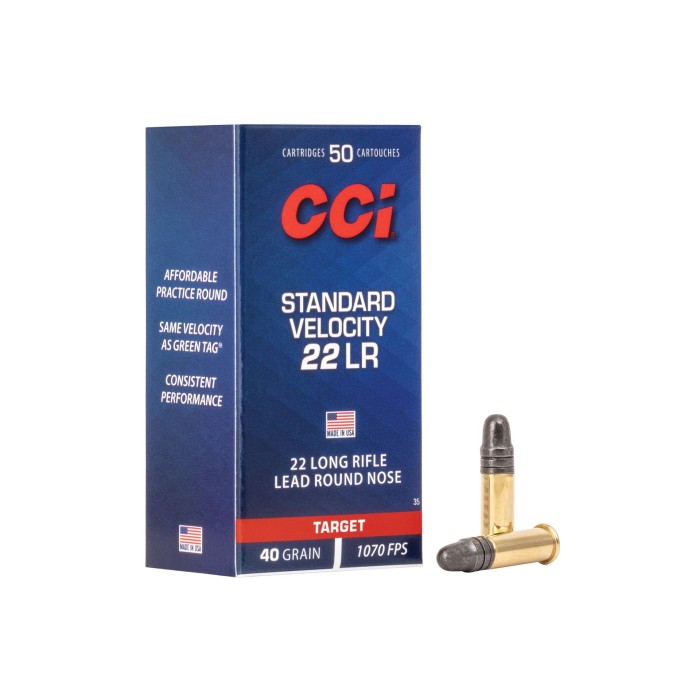 CCI .22LR Lead Round Nose 40 GN LRN Ammo - 50 rounds - Dirty Bird Industries