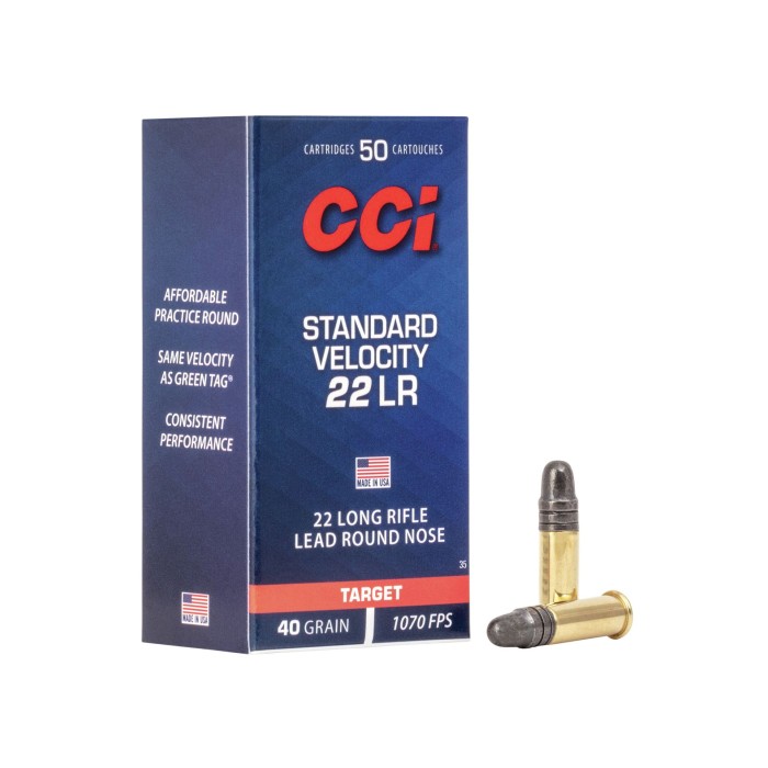 CCI Standard Velocity, .22LR, LRN, 40 Grain, 500 Rounds - Dirty Bird Industries