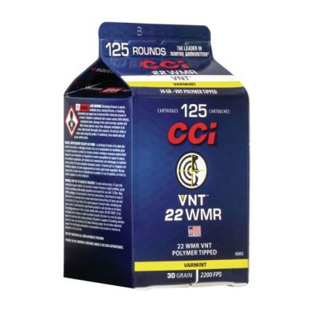 CCI Ammunition VNT .22 Winchester Magnum Rimfire 30 Grain VNT Rimfire Ammo, 125 Rounds, 929CC