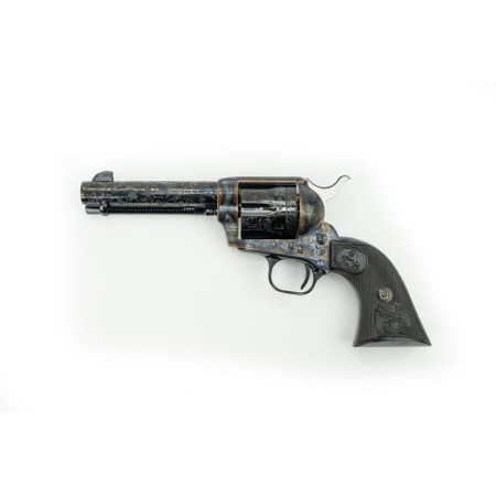 Colt Single Action Army 45 Colt/45 ACP Two Cylinder, Custom Shop, 4.75" Barrel, Blued, Engraved "D" Level, Color Case Hardened, Black Double Eagle Grip, 6rd